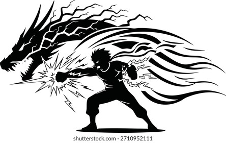 Ilustración vectorial de iconos de relámpago de héroe de anime