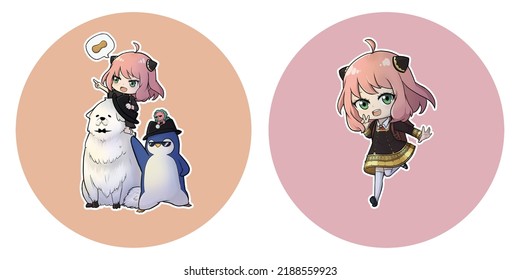 anime illustration in chibi characters for stickers. svg