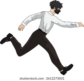 Anime In Man Black Mask Running Character Vector