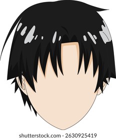 Anime Man Hair Front View Black Hairstyle Vector