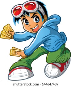 Anime Manga Boy Playing Trading Card Game