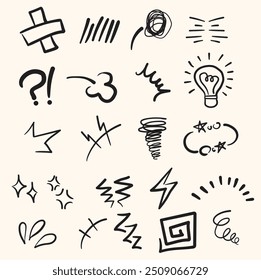 Anime manga comic emoticon element graphic effects With illustration style doodle and line art