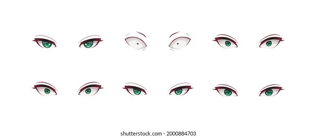 Anime manga expressions eyes set girl. Japanese cartoon style