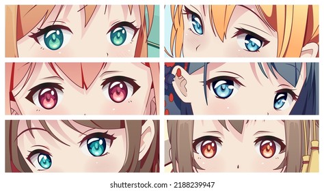 Anime manga eyes look. Comic concept for T-shirt prints