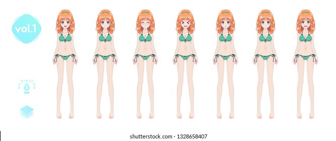 Bikini Girl Anime Stock Vectors Images Vector Art Shutterstock