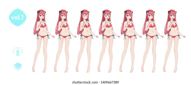 Anime Girl Bikini Stock Vectors Images Vector Art Shutterstock