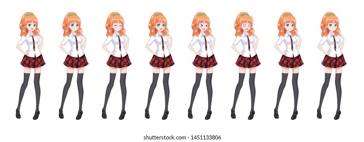 Anime Manga Girl Cartoon Character Japanese Stock Vector (Royalty Free)  1451133806 | Shutterstock
