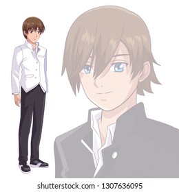 Anime Manga Men Stock Vector (Royalty Free) 1307636092