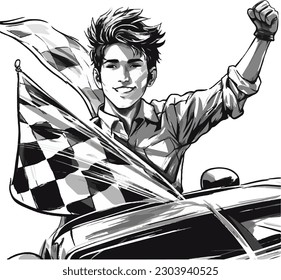 anime manga style racer boy drawing