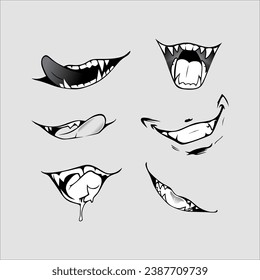 anime mouth vector sketch drawing