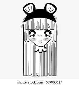 anime nice surprised woman with costume