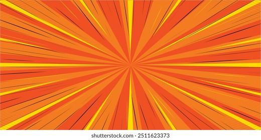 Anime Orange and Yellow Comic Background. Pop Art Style Background. Pop Up Retro Comic Background. Vector halftone illustration. Vintage background for comic superhero text, speech bubble, message