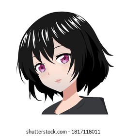 Anime Portrait Of A Girl Black Hair 