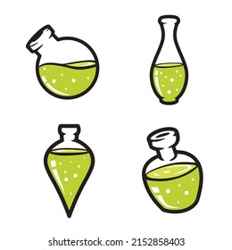 Anime potion bottle, anime glass potion, potion set, green potion anime, medieval glass