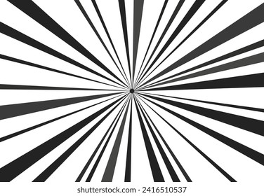 Anime radial black speed line frame background. Manga style line frame. Cartoon retro style. Superhero dynamic motion and action backdrop. Isolated radial line frame.