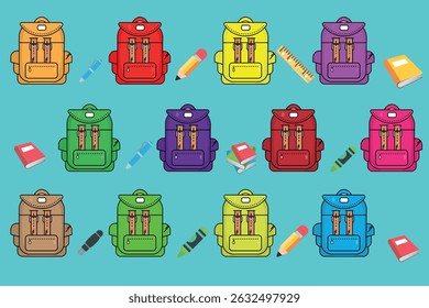anime seamless of cartoon school bag made in cirebon, west java indonesia.