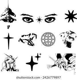Anime shape silhoute vector element 