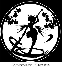 Anime silhouette design, anime vector illustration