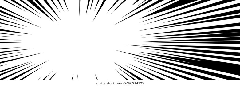 Anime speed line comic background. Manga explosion effect with radial motion elements. Vector frame template. No AI