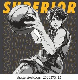 anime style basketball player vector