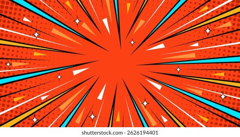 Plano de fundo de explosão de estilo de anime com efeito de explosão de quadrinhos brilhante