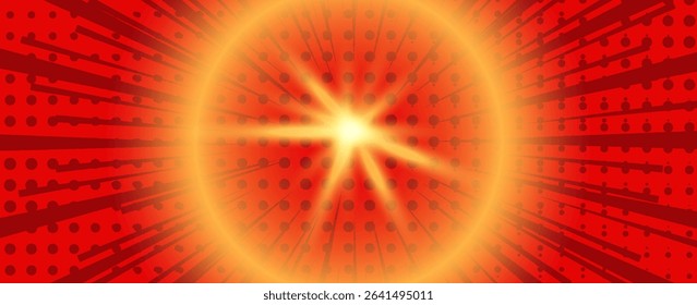 Anime style explosion - comic book explosion background. Bright reddish yellow radial lines. Pop art star explosion effect. vector