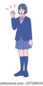 Anime style female student wearing school uniform