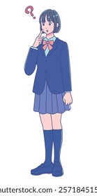 Anime style female student wearing school uniform