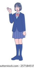 Anime style female student wearing school uniform