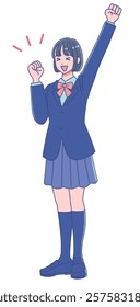 Anime style female student wearing school uniform