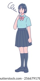 Anime style high school girl portrait