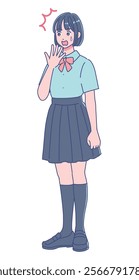 Anime style high school girl portrait