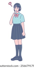 Anime style high school girl portrait