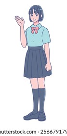 Anime style high school girl portrait