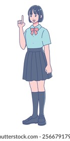 Anime style high school girl portrait