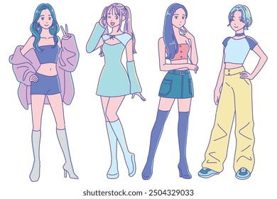 Anime style kawaii K-pop style girl