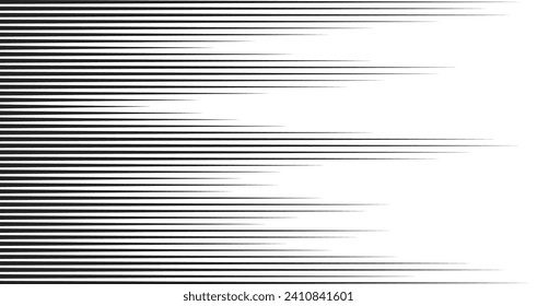 Anime style line background. Comics book frame speed lines. Monochrome manga super hero force movement layout. Simple geometric horizontal striped motion effect.