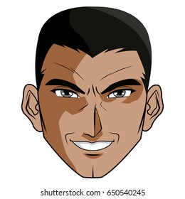 Anime Style Male Character Head: vector de stock (libre de regalías