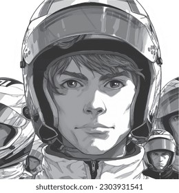 anime style racer illustration drawing