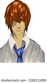 Anime-Stil Vektorgrafik des asiatischen Mannes mit bizarren Frisuren. 