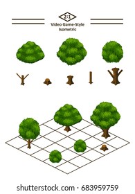 Anime style vector of tree components in game-style isometric (dimetric) view Series 6. You can mix-and-match between leaves and trunks or just use it as bush. WARNING: this vector is hard to recolor.