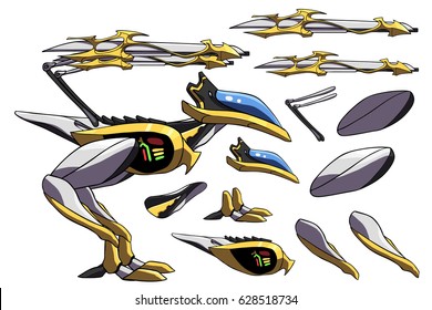 Anime Super Hero - Enemy / Monster. A vector game art character design ready for animation - all limbs or parts of body are fully customizable.