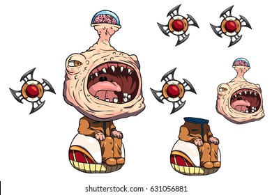Anime Super Hero - Enemy / Monster. A vector game art character design ready for animation - all limbs or parts of body are fully customizable.