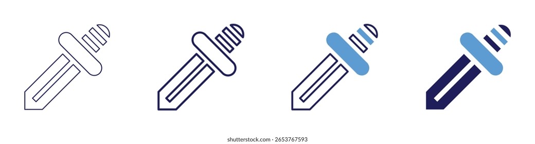 Anime sword icon in 4 different styles. Thin Line, Line, Bold Line, Duotone. Duotone style. Editable stroke.