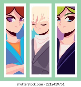 anime teen male in banner design