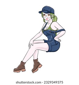 Ilustración de vectores de niñas de Pin-Up de Anime Tomboy