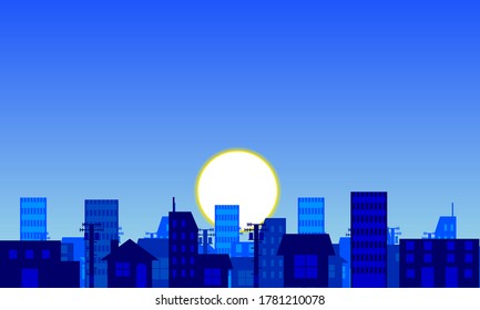 Anime touch. Background illustration of cityscape made in vector.