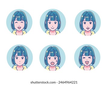 Anime touch girl icon set