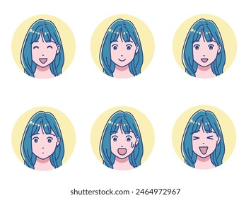 Anime touch girl icon set