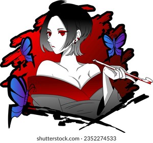 Anime t-shirt design. Anime vector illustration